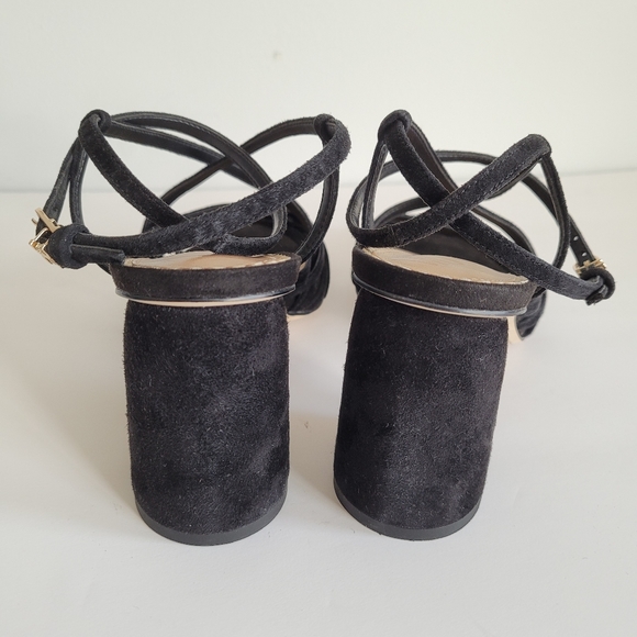 New SAM EDELMAN Daffodil Suede Leather Black Ankle Strap Heels - Picture 5 of 14